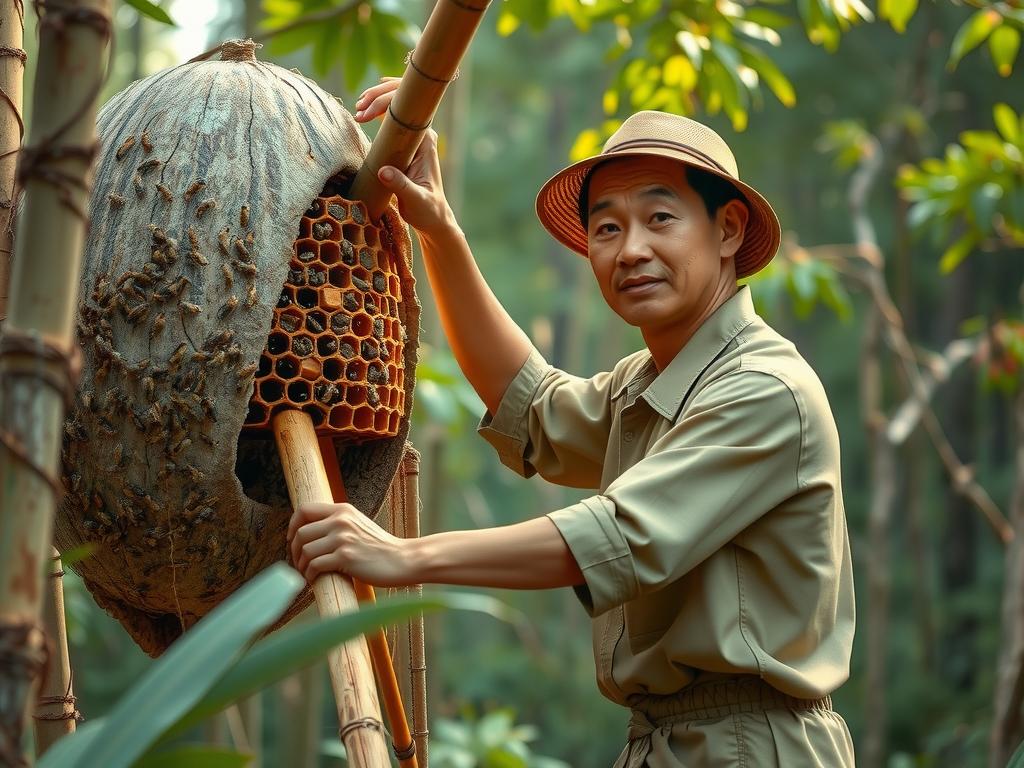 Người dân thu hoạch mật ong rừng Tây Nguyên