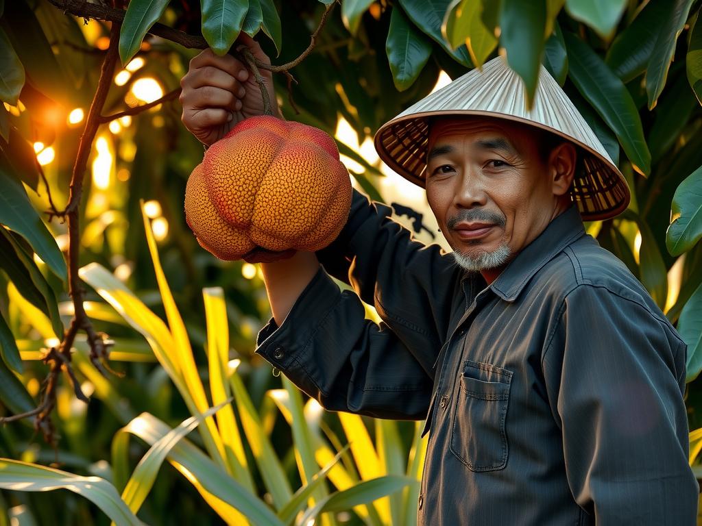 Người nông dân hái mít, bắt đầu mùa vụ ngọt ngào.